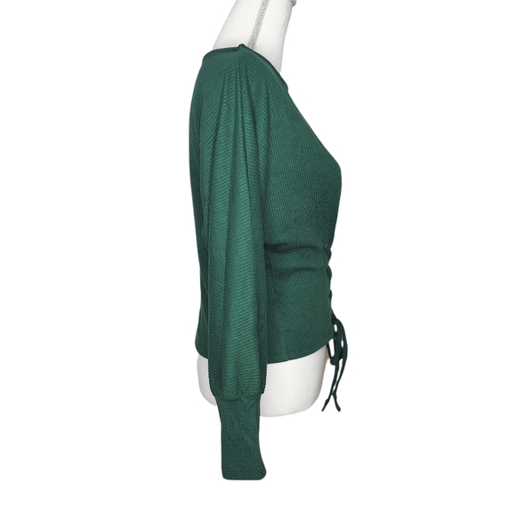 ✨SOLD✨Chocolate USA Women's Green Waist Lace Knit Long Sleeve Top Size Small - Picture 6 of 15